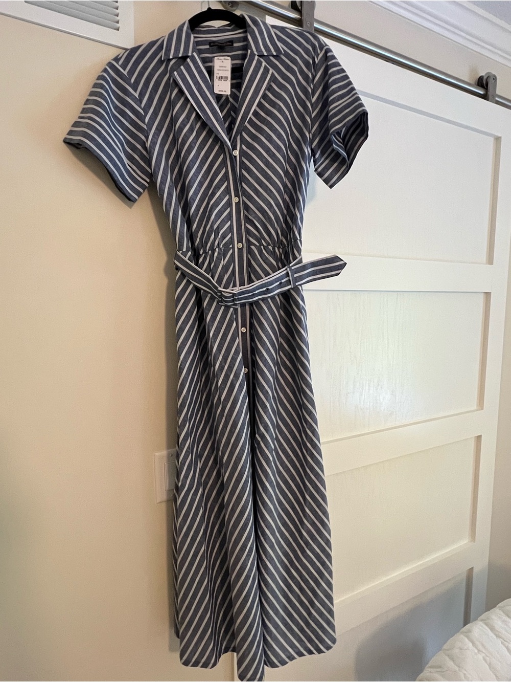 Brooks Brothers Blue and White Striped Shirt Dress with Belt NWT
